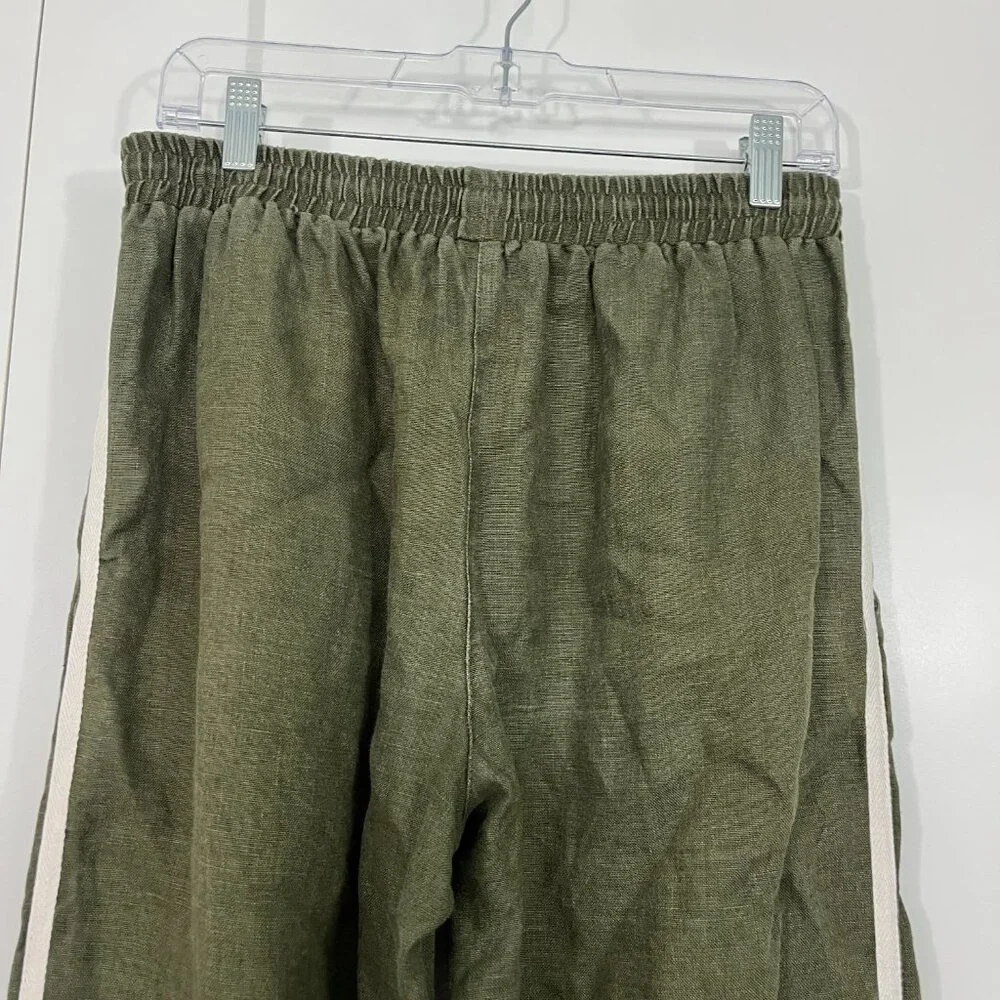 Reformation Juliette Hogan Size 8 Green Linen Cropped Wide Leg Pants